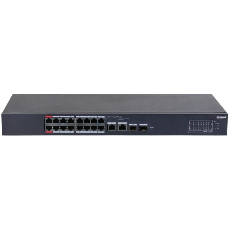 DAHUA CS4218-16ET-135 16 PORT 10/100 135W POE+2X GB RJ45 UPLINK+1X1GB SFP COMBO CLOUD YÖNETİLEBİLİR RACKMOUNT SWITCH