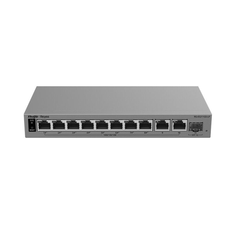 RUIJIE REYEE RG-ES211GS-LP 8 PORT GİGABİT + 2XGE + 1X1GB SFP UPLINK 70W POE YÖNETİLEBİLİR SWİTCH