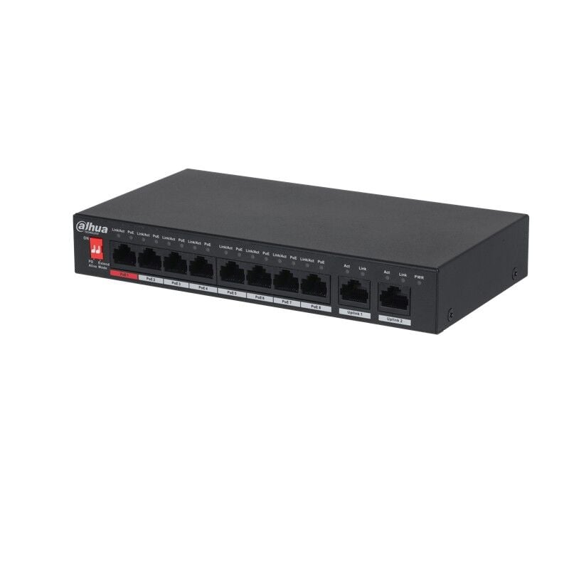 DAHUA PFS3010-8ET-96 8 PORT 10/100+ 2 PORT GIGABIT UPLINK 250 METRE 96W POE SWITCH