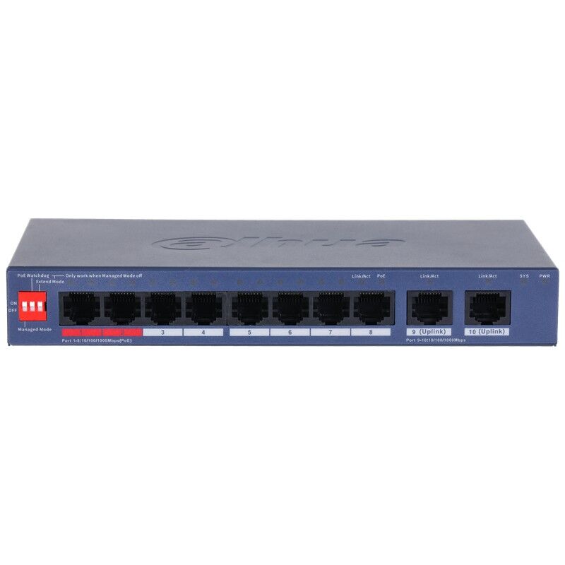 DAHUA CS4010-8GT-110 8 PORT GIGABIT + 2 PORT GIGABIT RJ45 UPLINK CLOUD YÖNETİLEBİLİR 110W POE METAL KASA SWITCH