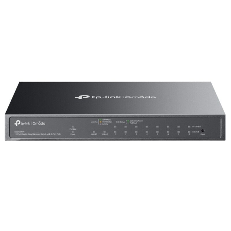 TP-LINK OMADA ES210GMP 8 PORT GIGABIT POE + 2 PORT RJ45/1 PORT SFP COMBO CLOUD YÖNETİLEBİLİR 123W METAL KASA SWITCH