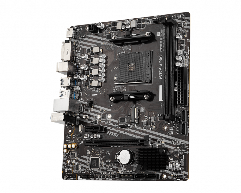 MSI A520M-A PRO DDR4 4600MHZ 1XHDMI 1XDVI 1XM.2 USB 3.2 MATX AM4 (AMD AM4 5000/4000/3000 SERİLERİ İLE UYUMLU)