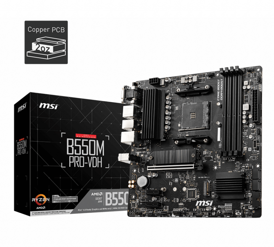 MSI B550M PRO-VDH DDR4 4400MHZ 1XVGA 1XHDMI 1XDP 2XM.2 USB 3.2 MATX AM4 (AMD 5000/4000G/3000 SERİLERİ İLE UYUMLU)