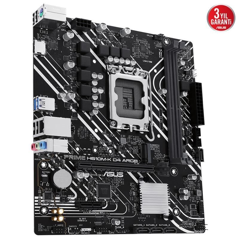 ASUS PRIME H610M-K D4 ARGB DDR4 3200MHZ 1XHDMI 1XM.2 USB 3.2 MATX 1700P (12. / 13. VE 14. NESİL İŞLEMCİ UYUMLU)