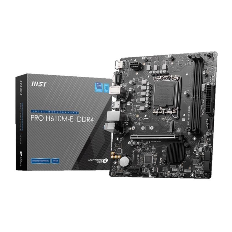 MSI PRO H610M-E DDR4 3200MHZ 1XVGA 1XHDMI 1XM.2 USB 3.2 MATX 1700P (12. / 13. VE 14. NESİL İŞLEMCİ UYUMLU)